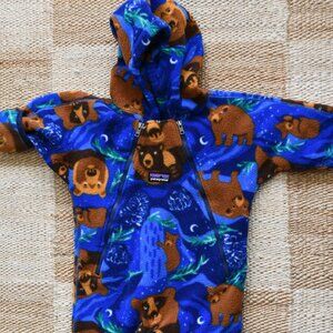 Patagonia fleece Onesie Baby Blue Bear Print Bunting